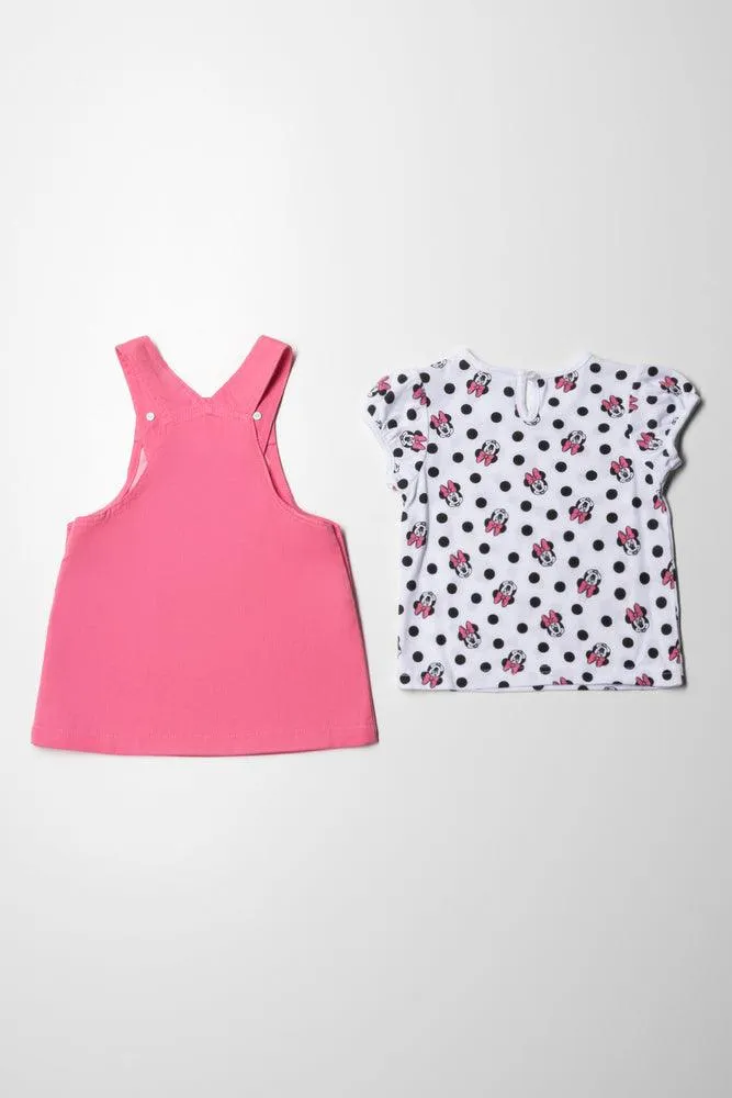 Minnie Mouse Pinafore Dress Set Pink
