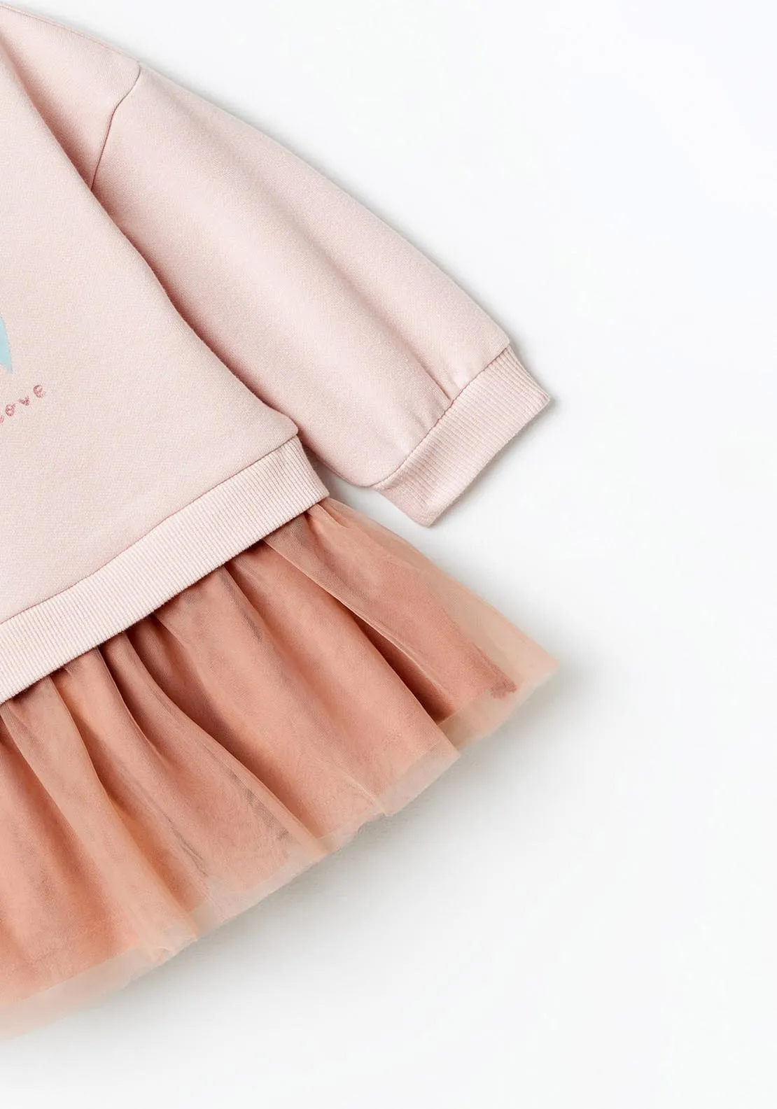 Mixed-fabric dress - Pink