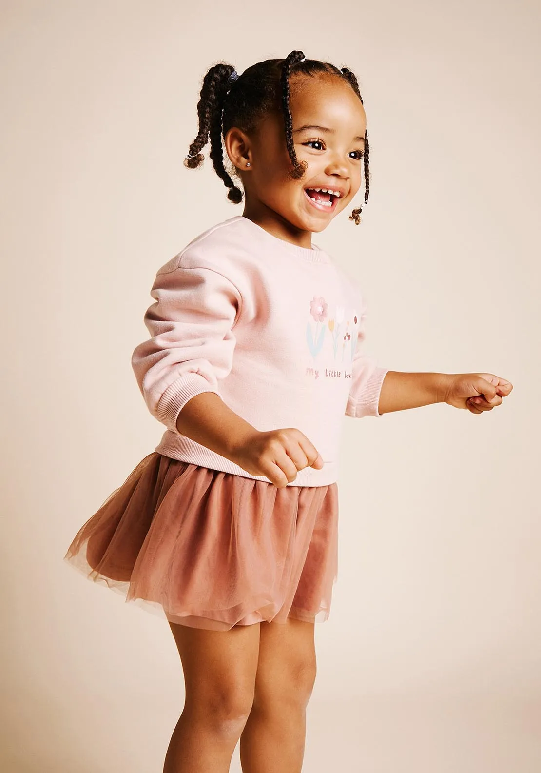 Mixed-fabric dress - Pink