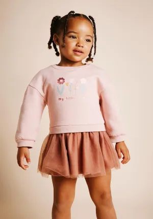 Mixed-fabric dress - Pink
