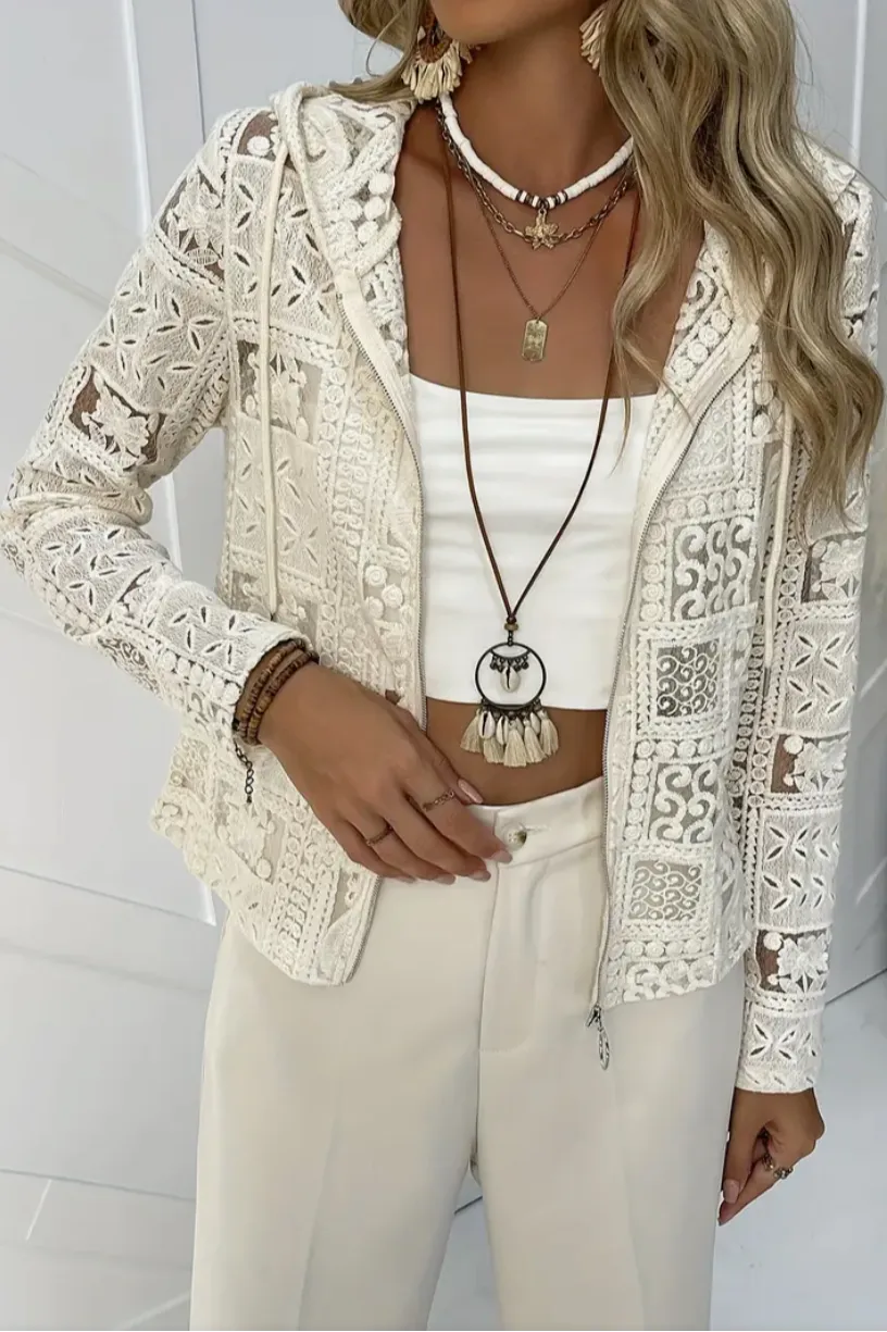Mixed Lacey Print Hoody