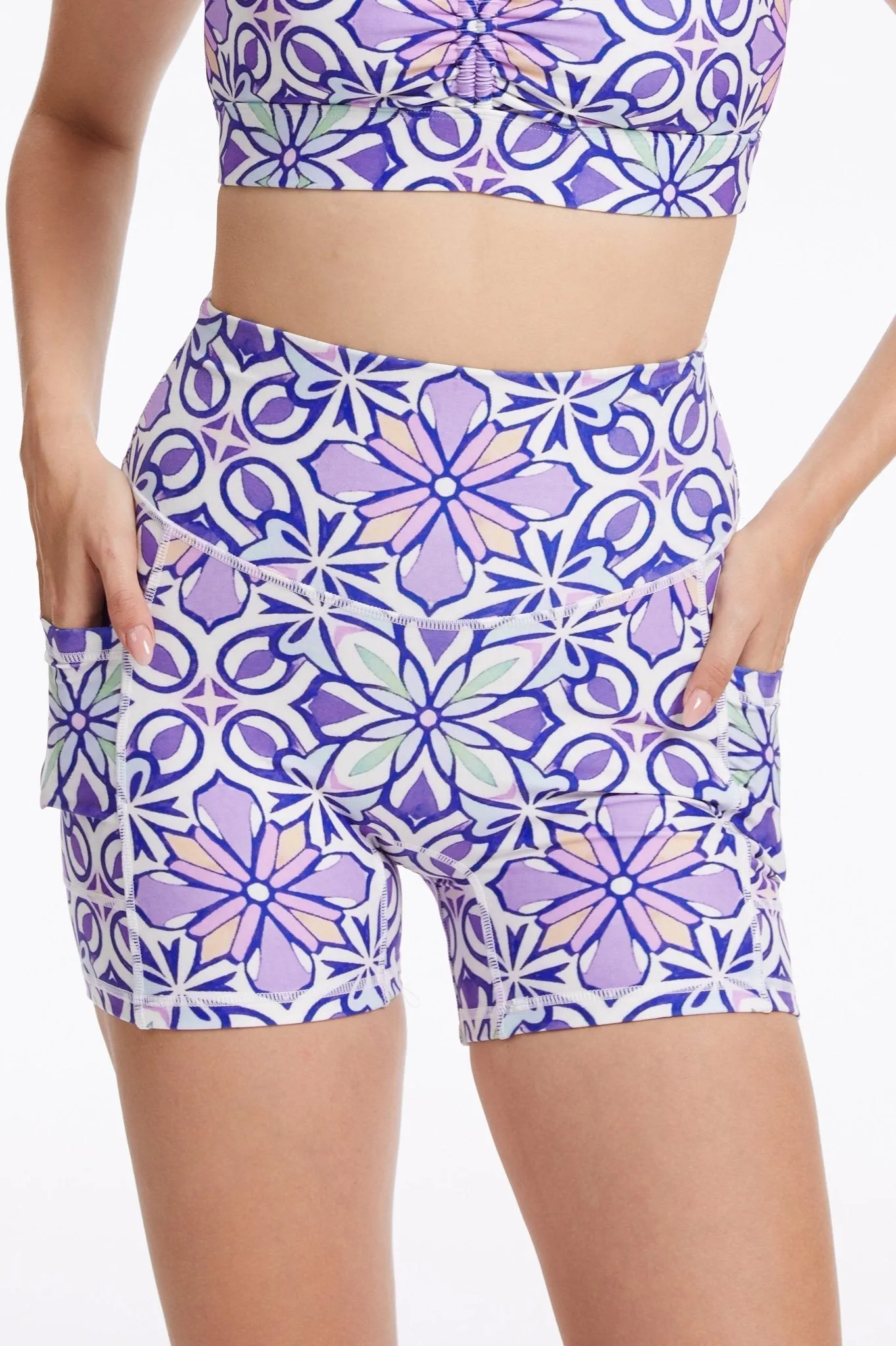 Moroccan Bloom High-Waisted Shorts With Pockets