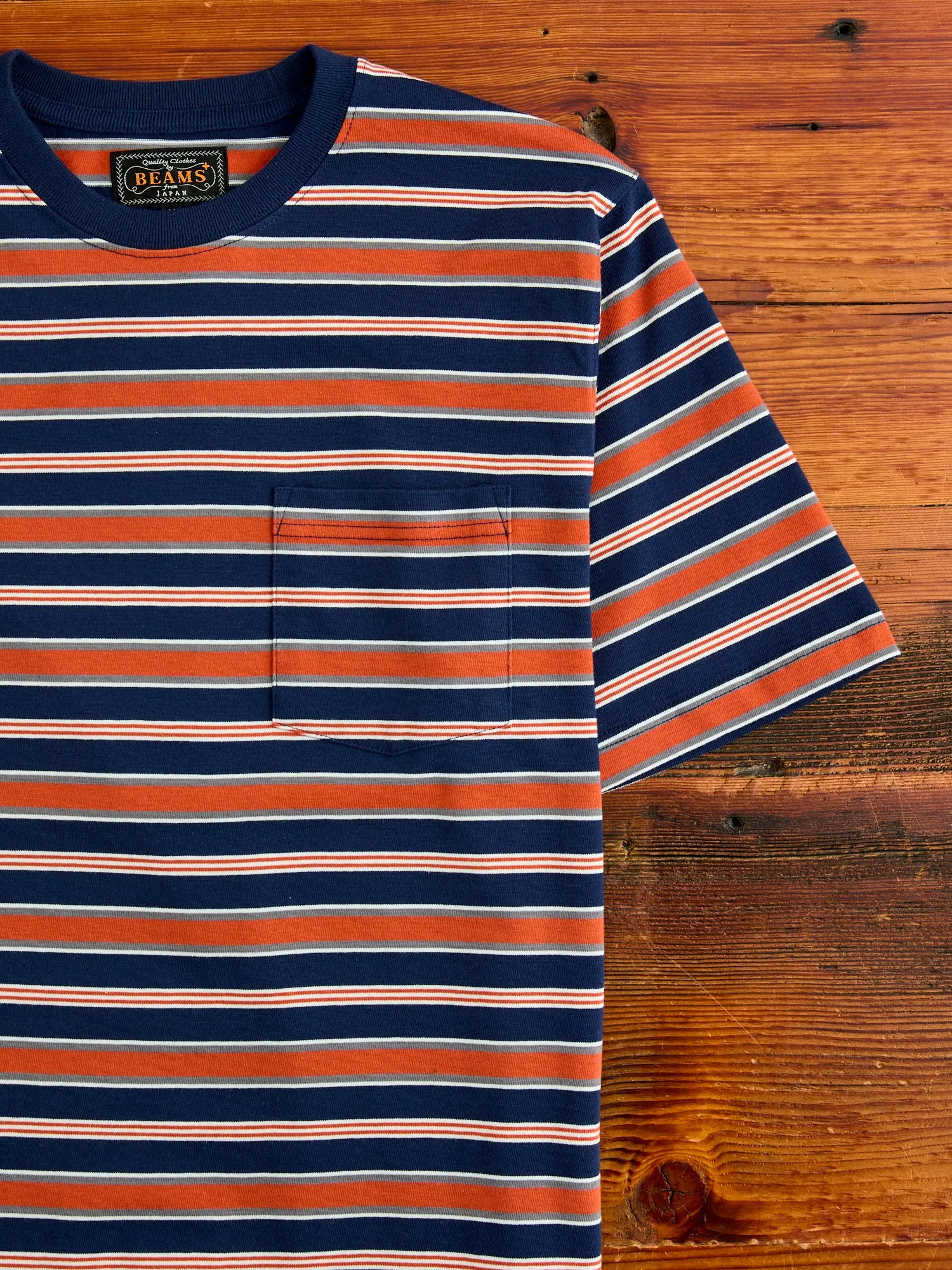 Multistripe Pocket T-Shirt in Navy