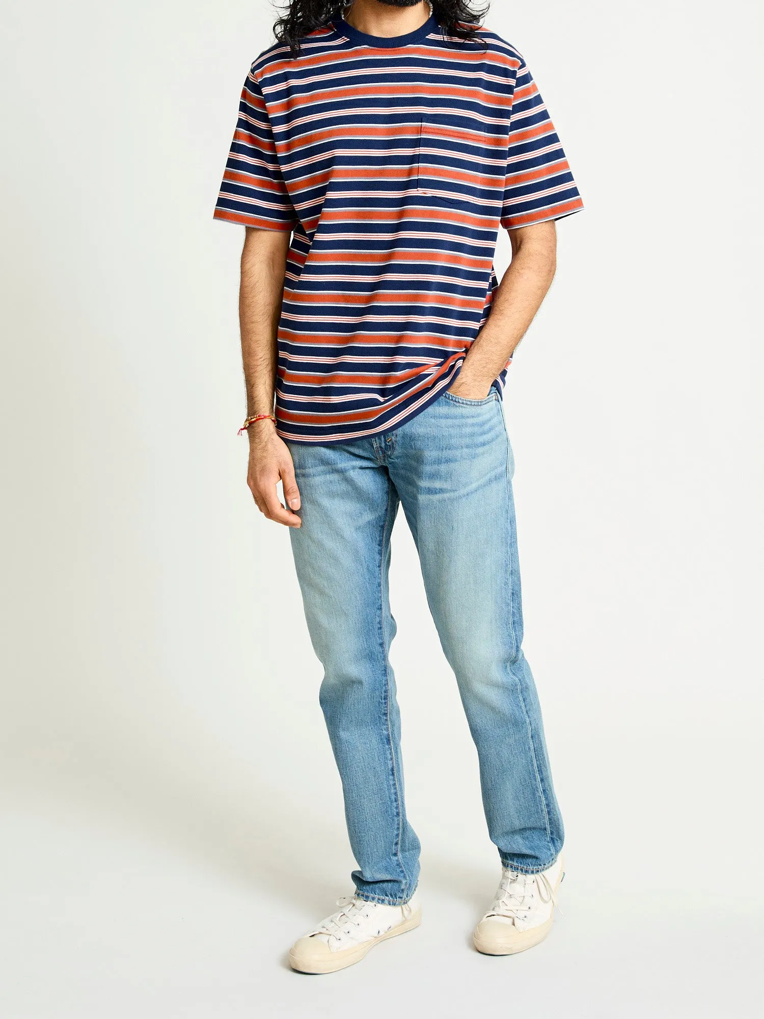 Multistripe Pocket T-Shirt in Navy