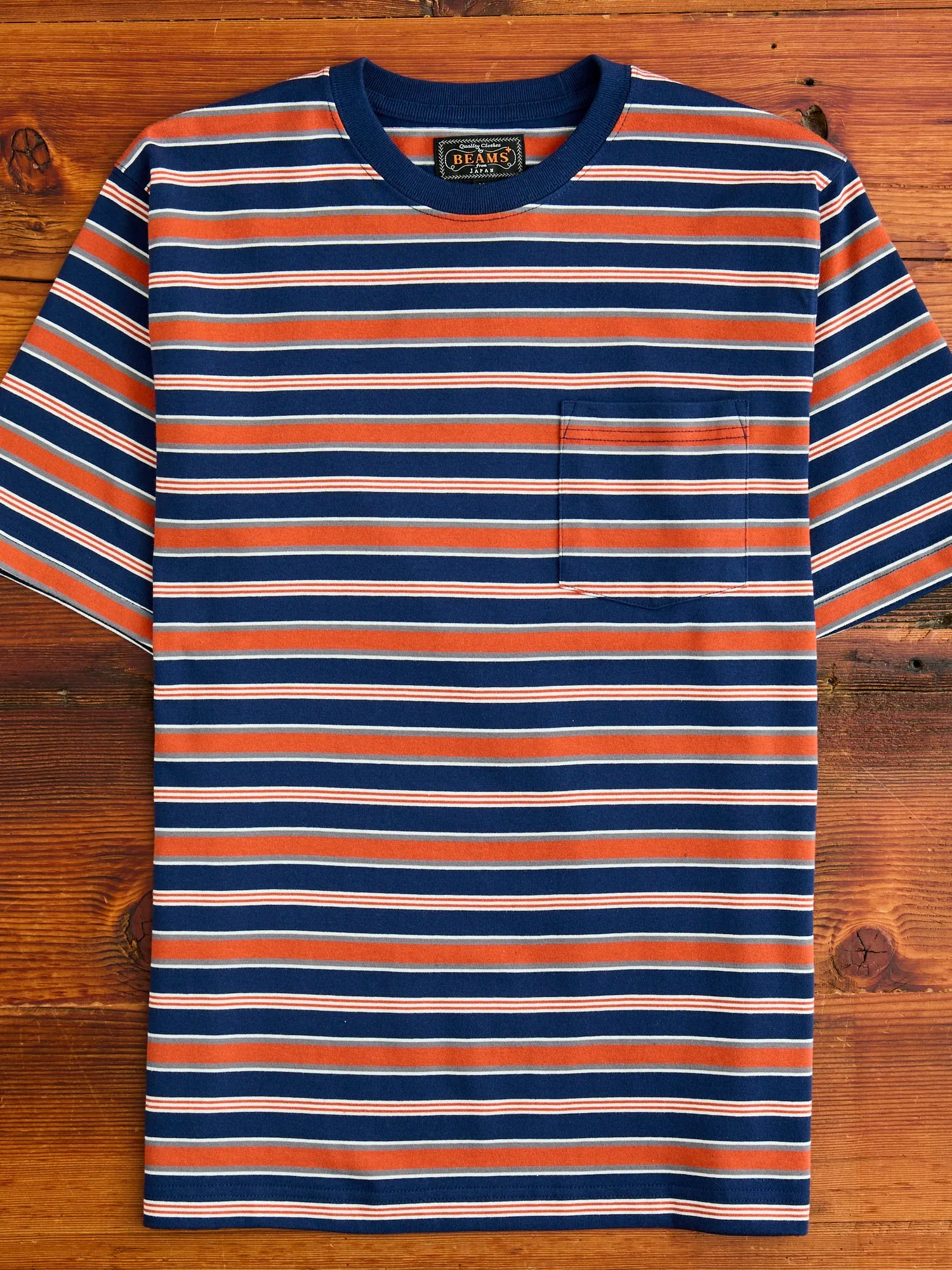 Multistripe Pocket T-Shirt in Navy