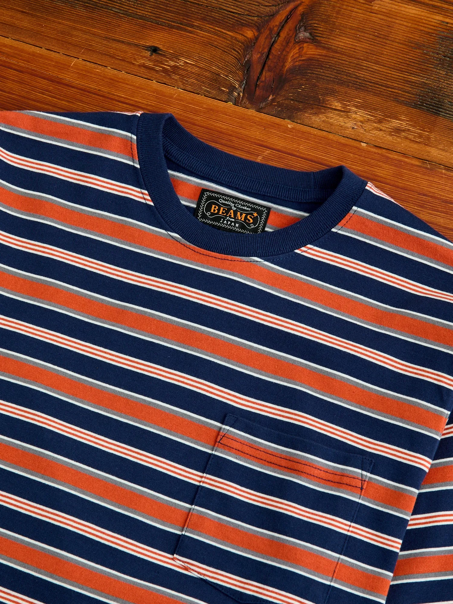 Multistripe Pocket T-Shirt in Navy