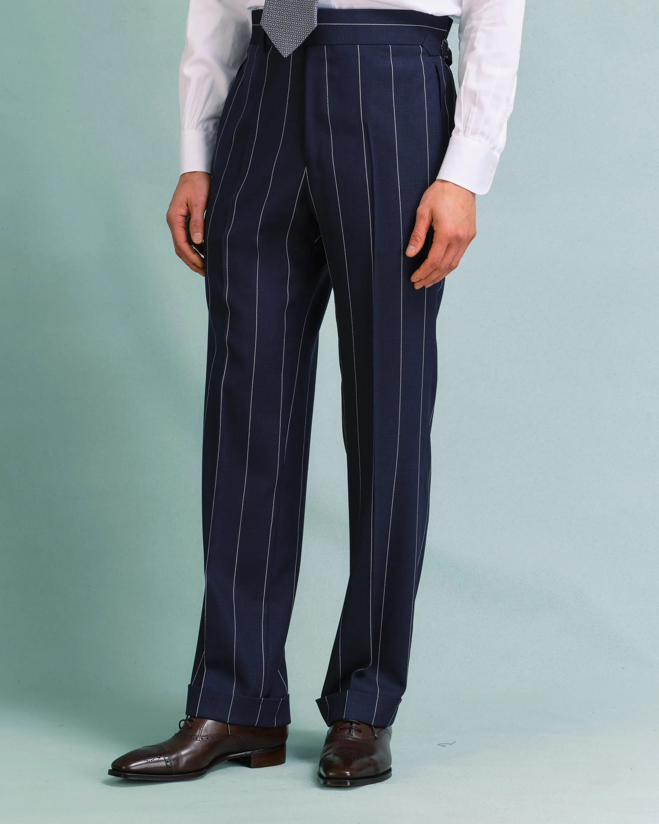 Navy Broad Stripe Double-Breasted Drape Suit