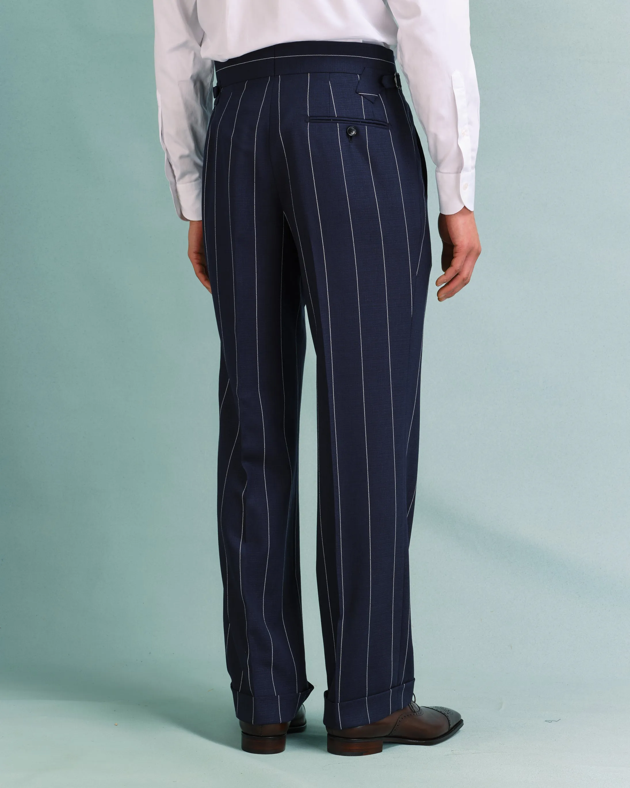Navy Broad Stripe Double-Breasted Drape Suit
