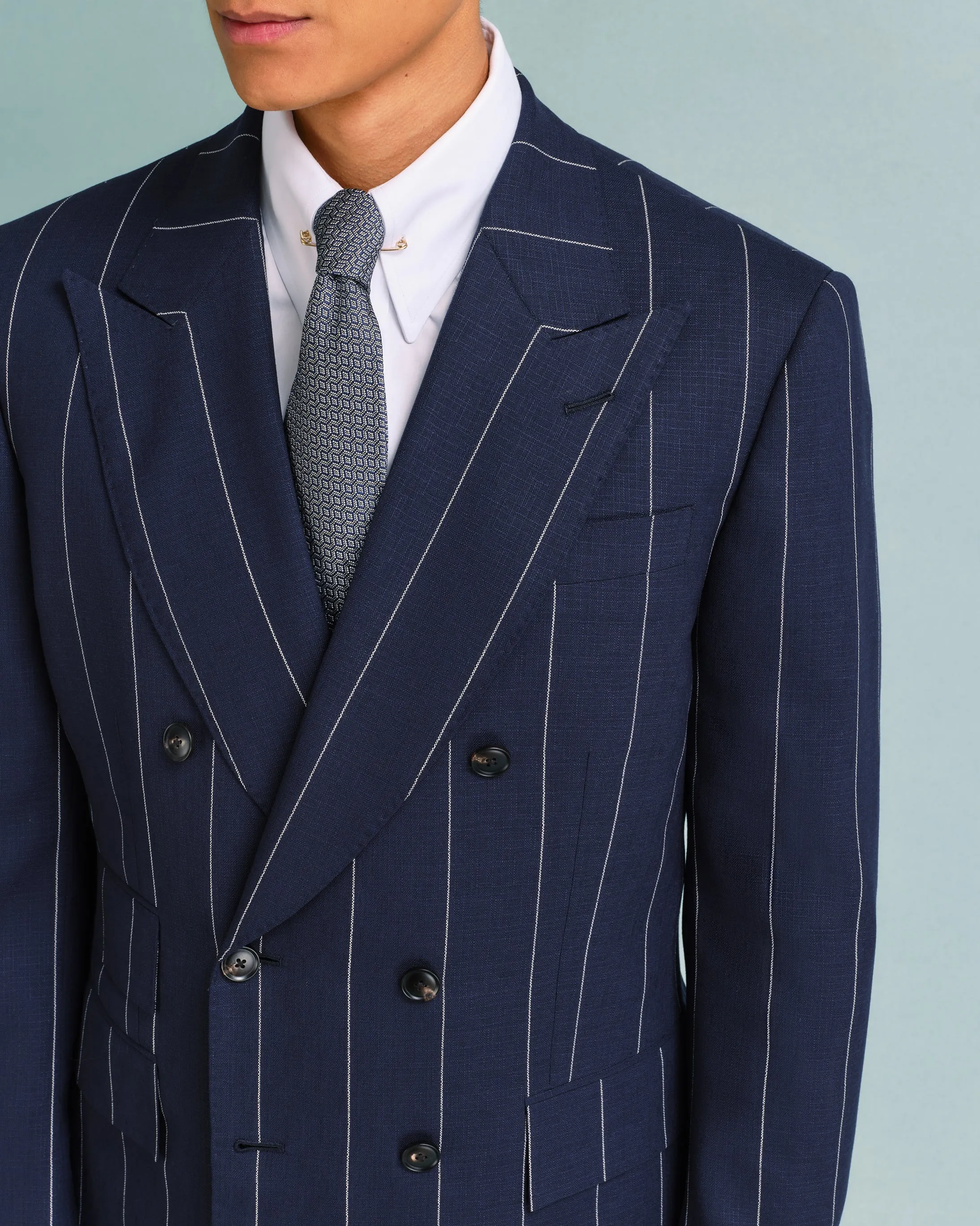 Navy Broad Stripe Double-Breasted Drape Suit