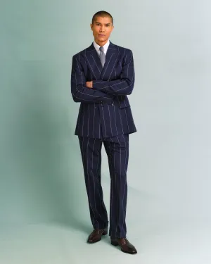 Navy Broad Stripe Double-Breasted Drape Suit