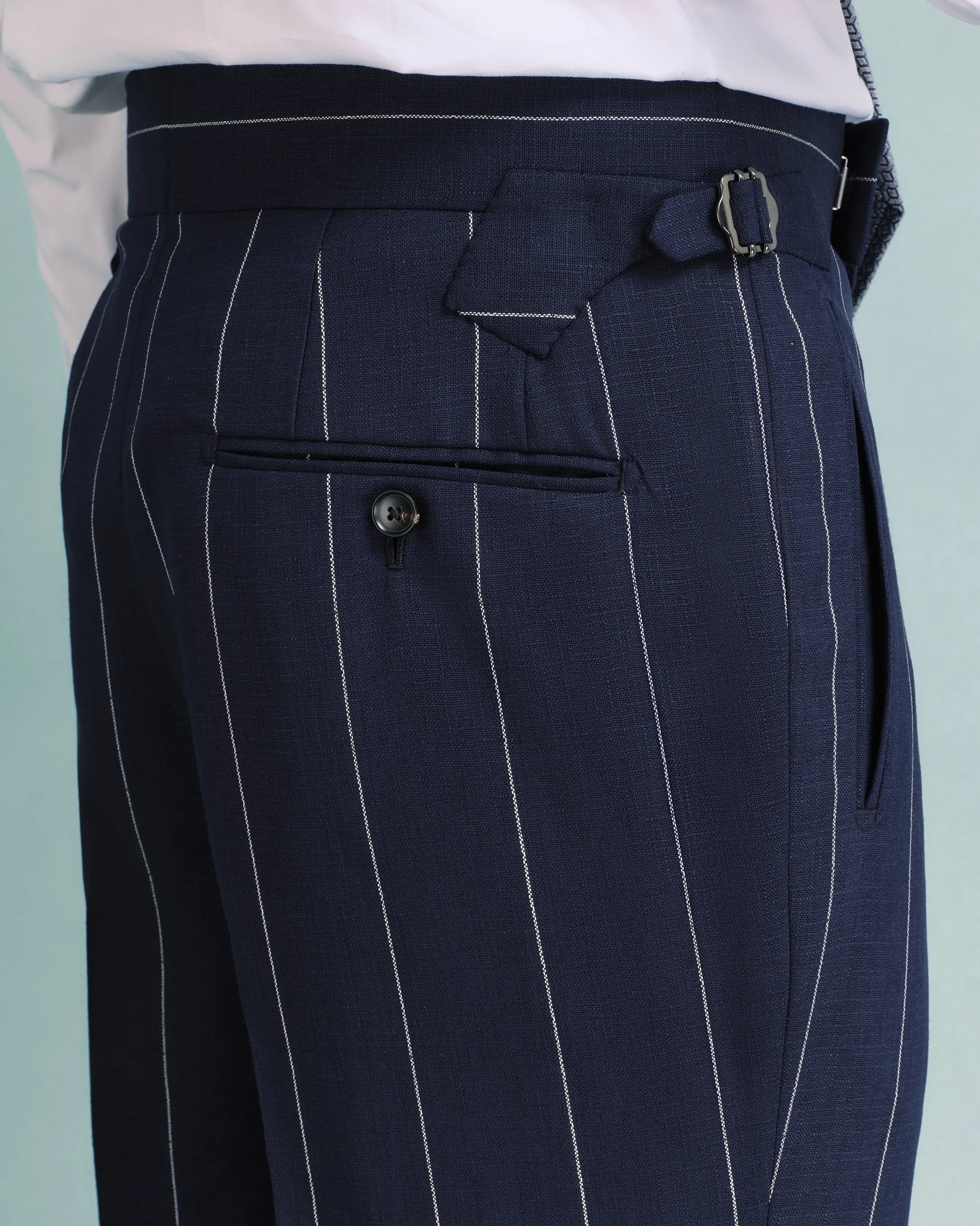 Navy Broad Stripe Double-Breasted Drape Suit