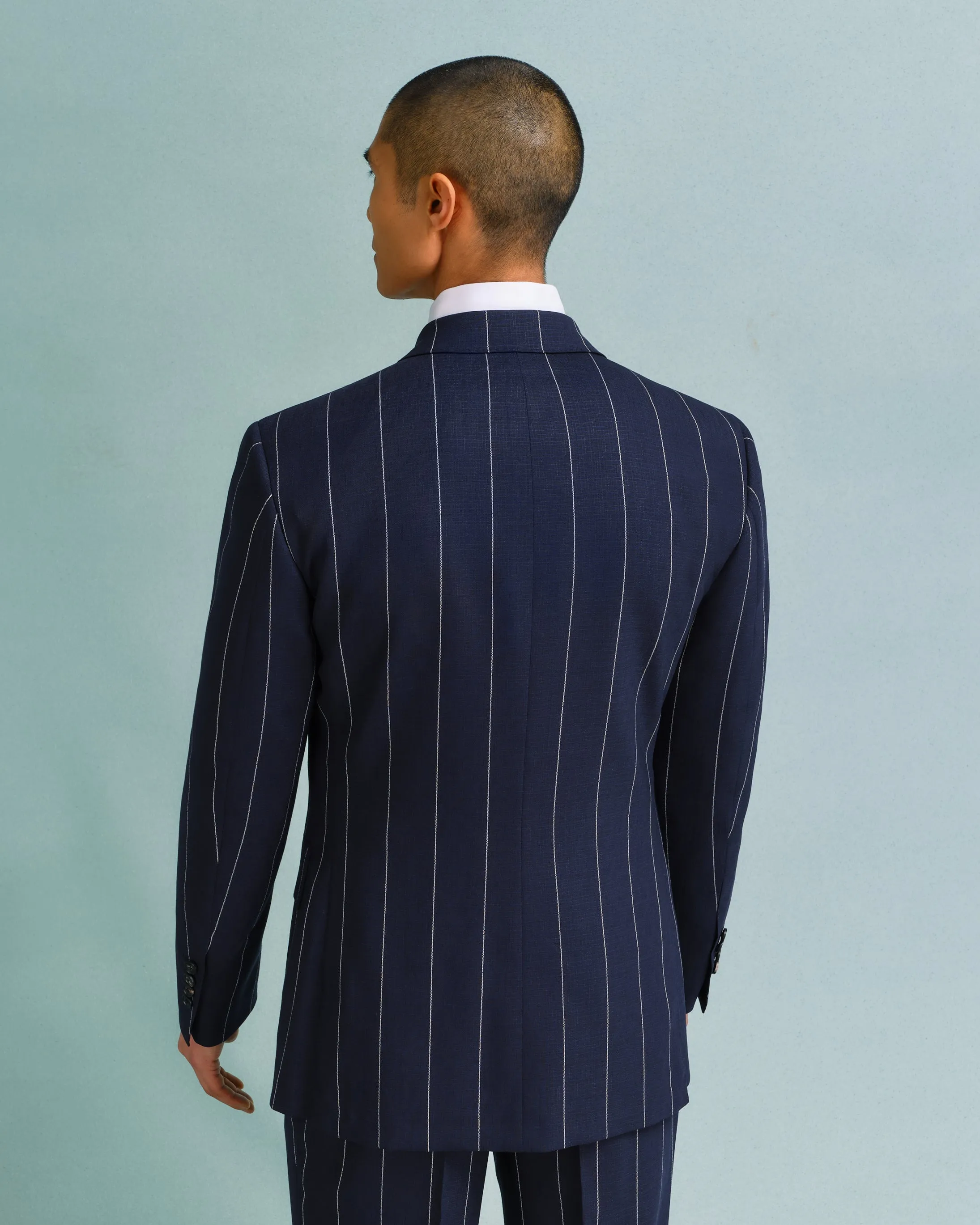Navy Broad Stripe Double-Breasted Drape Suit
