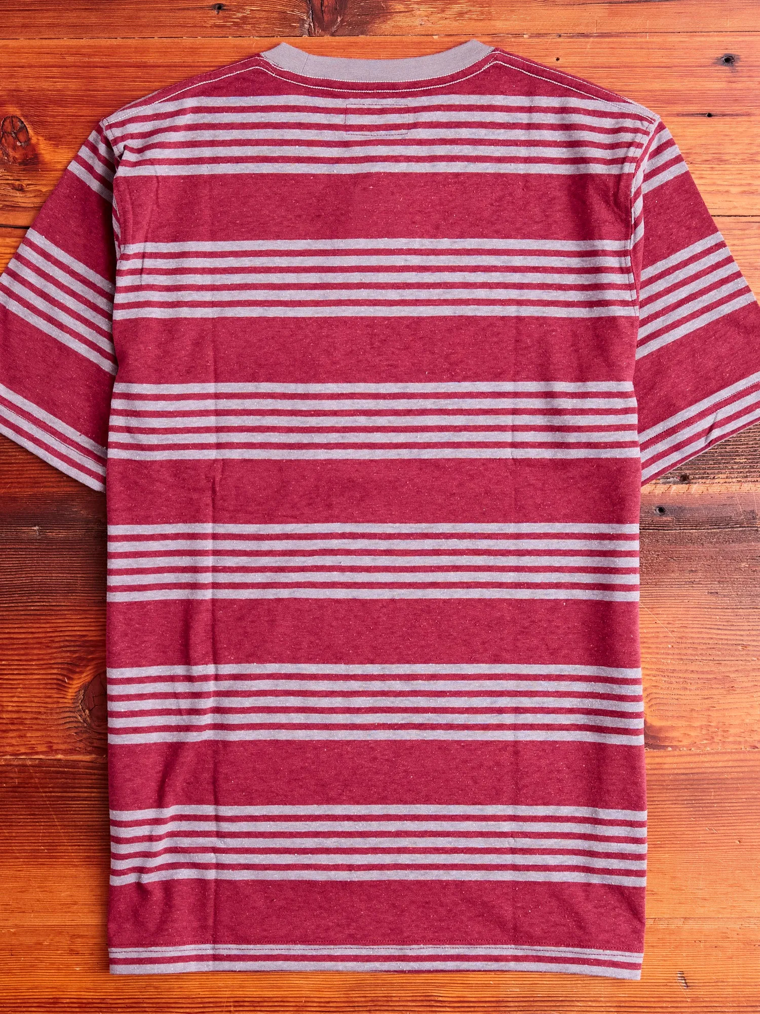 Nep Stripe Pocket T-Shirt in Burgundy