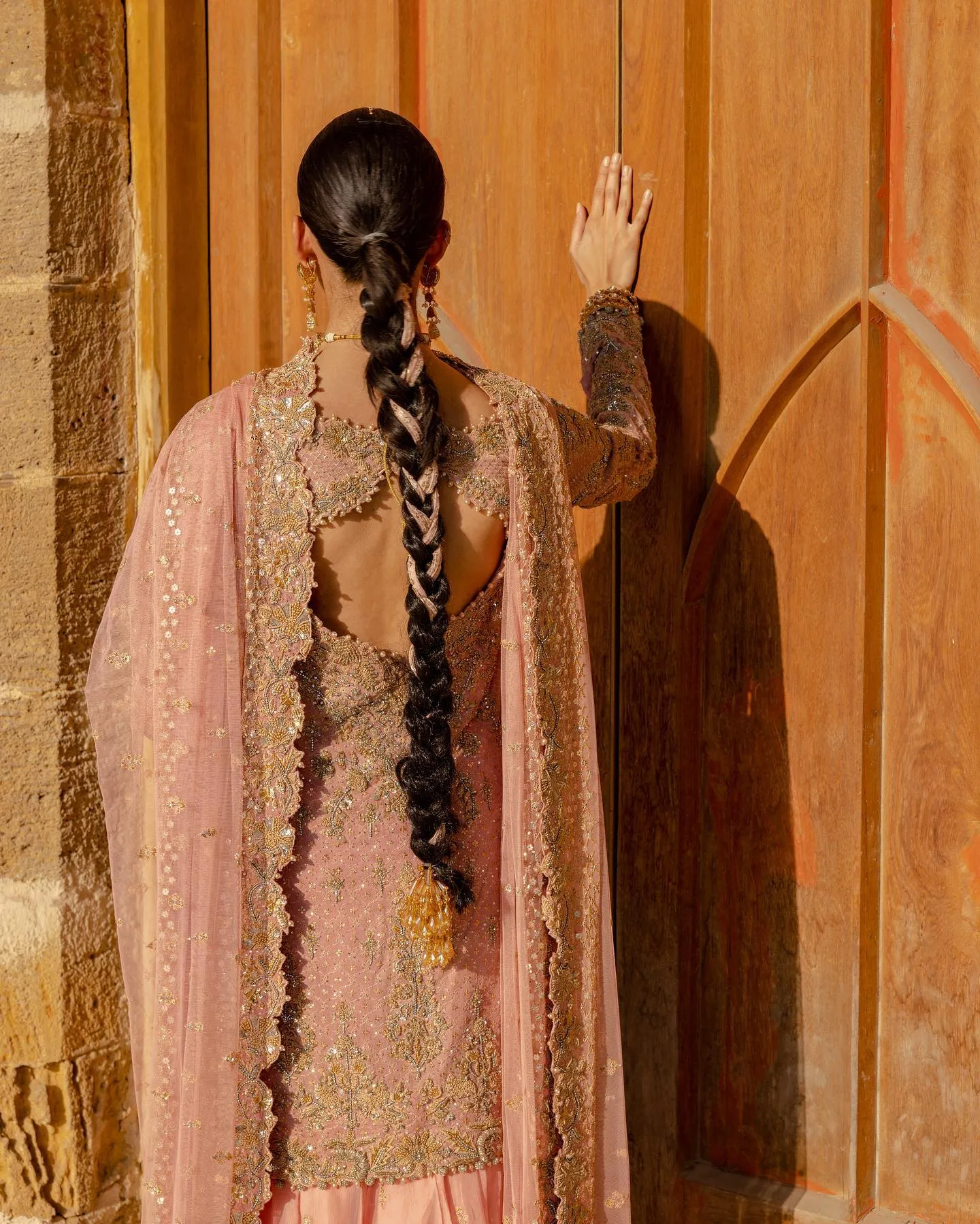 Net Pink Lehenga Shirt for Pakistani Bridal Dresses