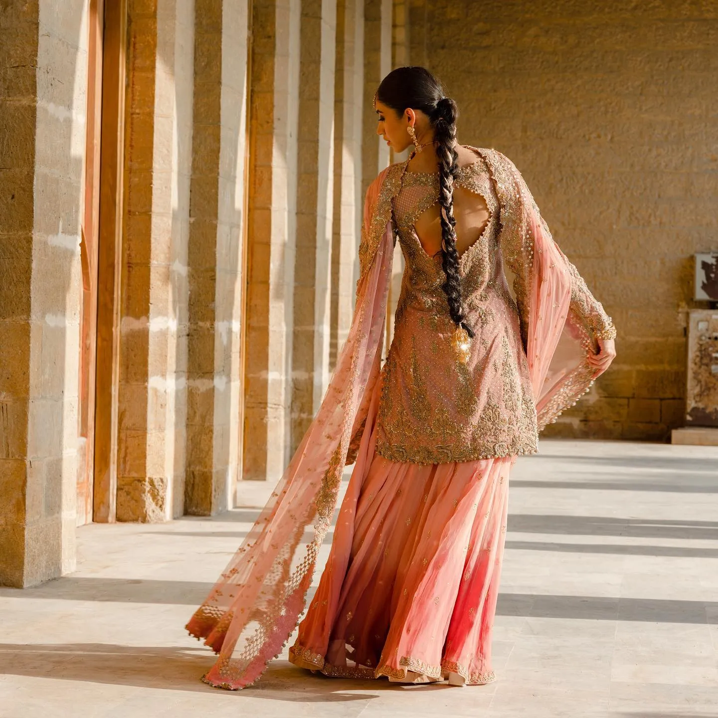 Net Pink Lehenga Shirt for Pakistani Bridal Dresses