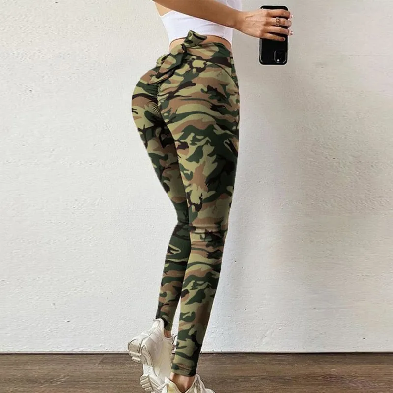 New High Waist SlimYoga Pants Women Fitness High Elasticity Sweat-Absorbent  Leopard Printing Bow Knot Rope Pant Leggings