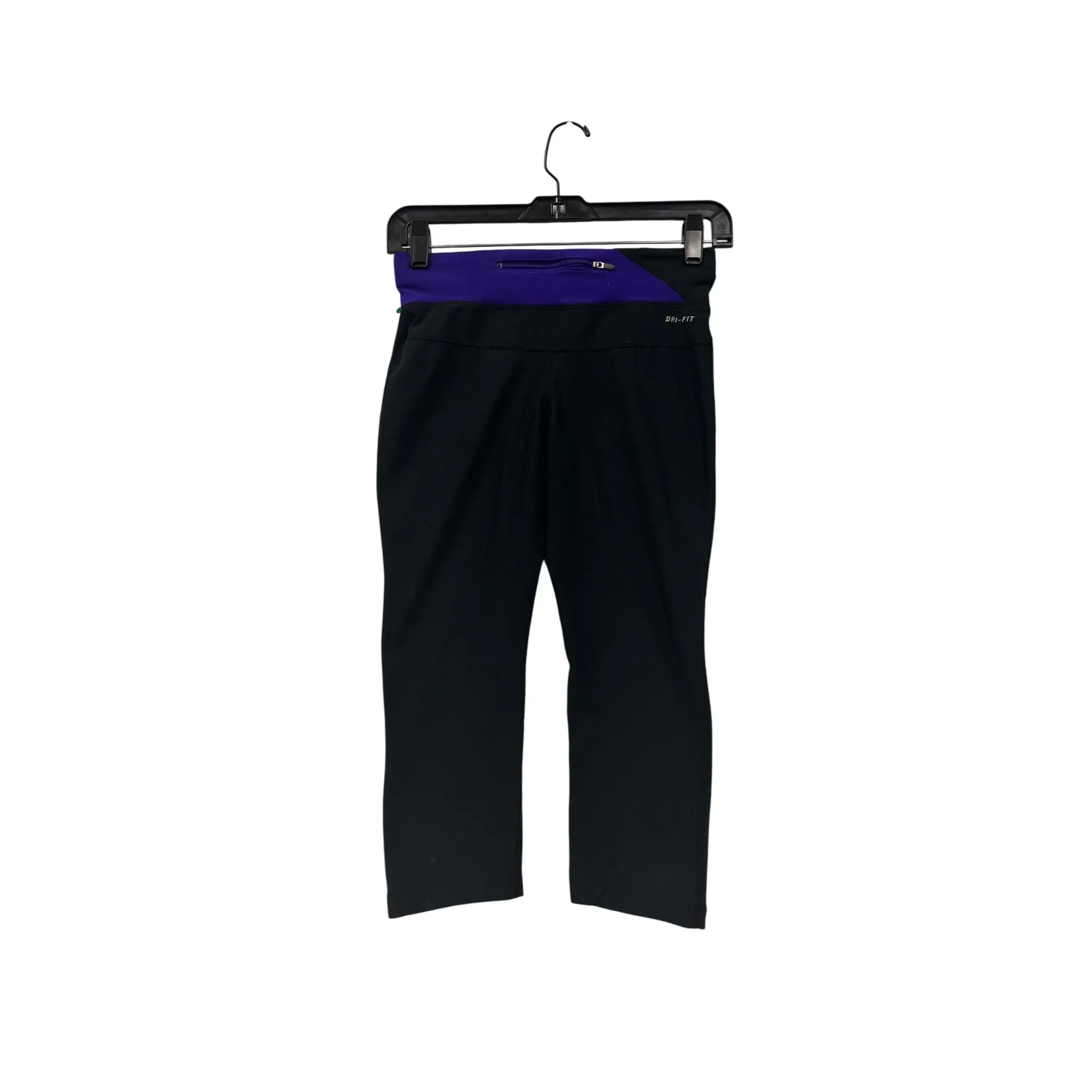 Nike Womens XS Black & Purple Dri-Fit "Just Do It" Capri Leggings #8045