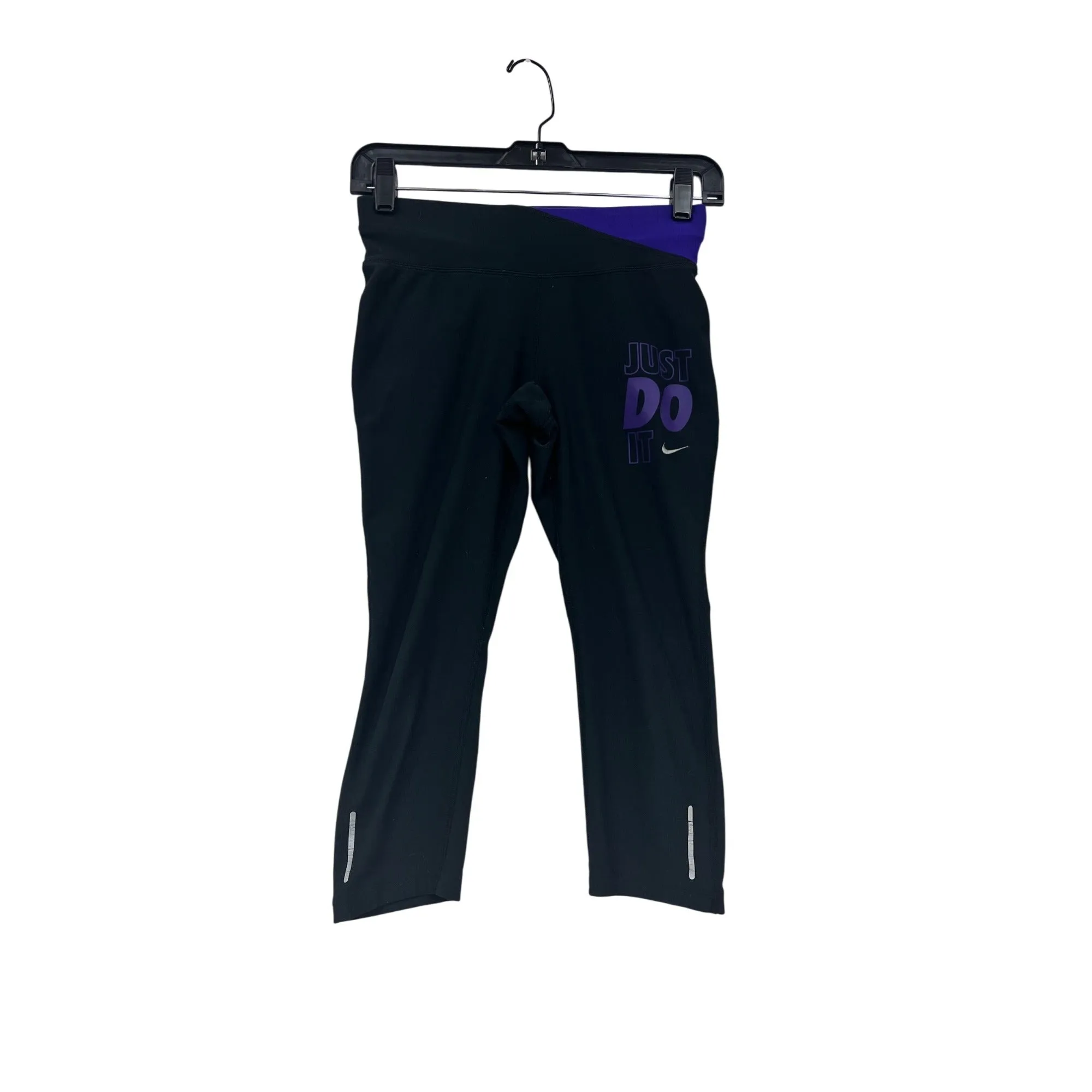 Nike Womens XS Black & Purple Dri-Fit "Just Do It" Capri Leggings #8045
