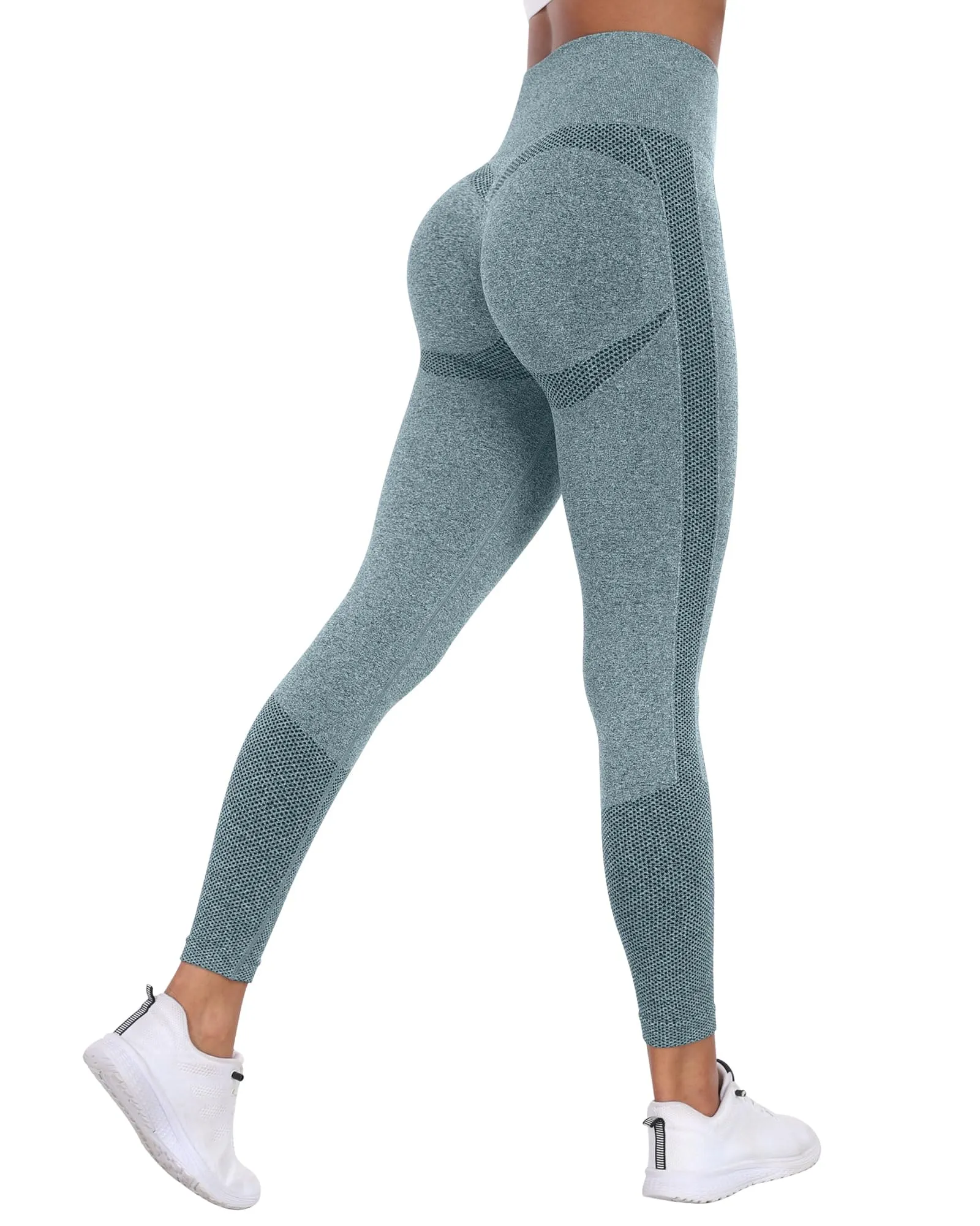 NORMOV Seamless Workout Butt Lifting Leggings - Booty Scrunch Gym Leggings for Women(AB Blue,S)
