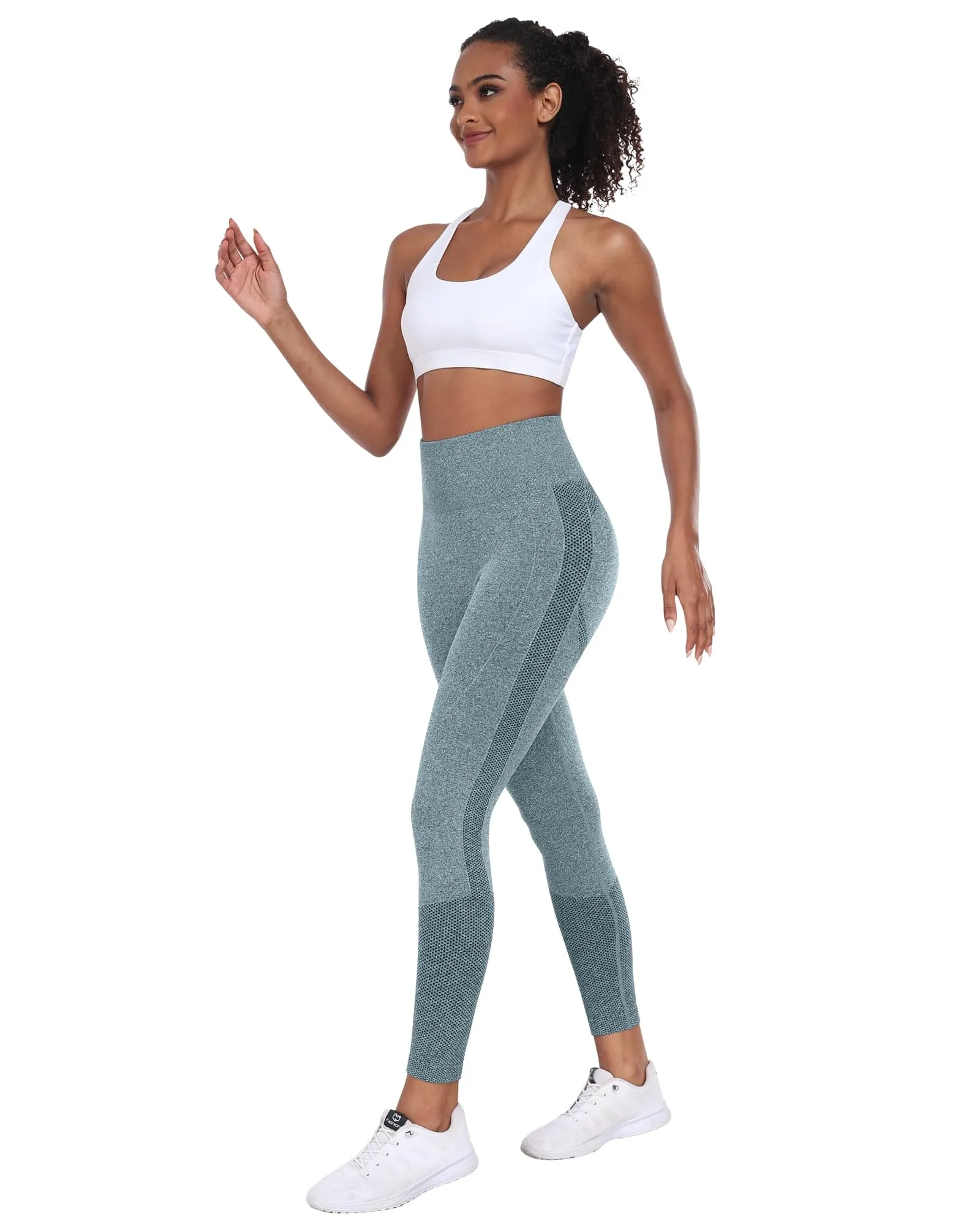 NORMOV Seamless Workout Butt Lifting Leggings - Booty Scrunch Gym Leggings for Women(AB Blue,S)