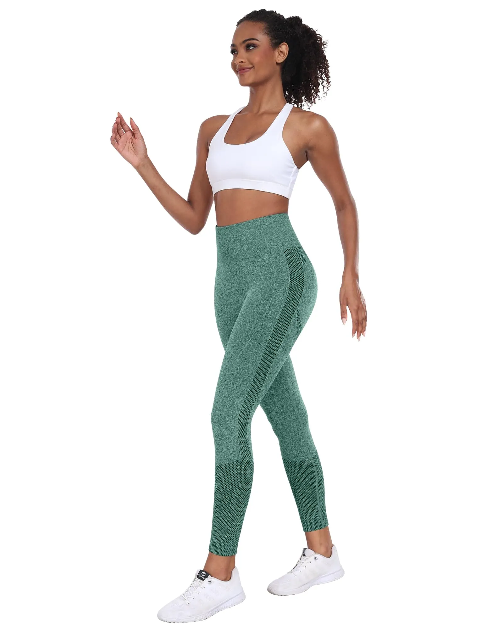 NORMOV Seamless Workout Butt Lifting Leggings - Booty Scrunch Gym Leggings for Women(AB Forest Green,S)