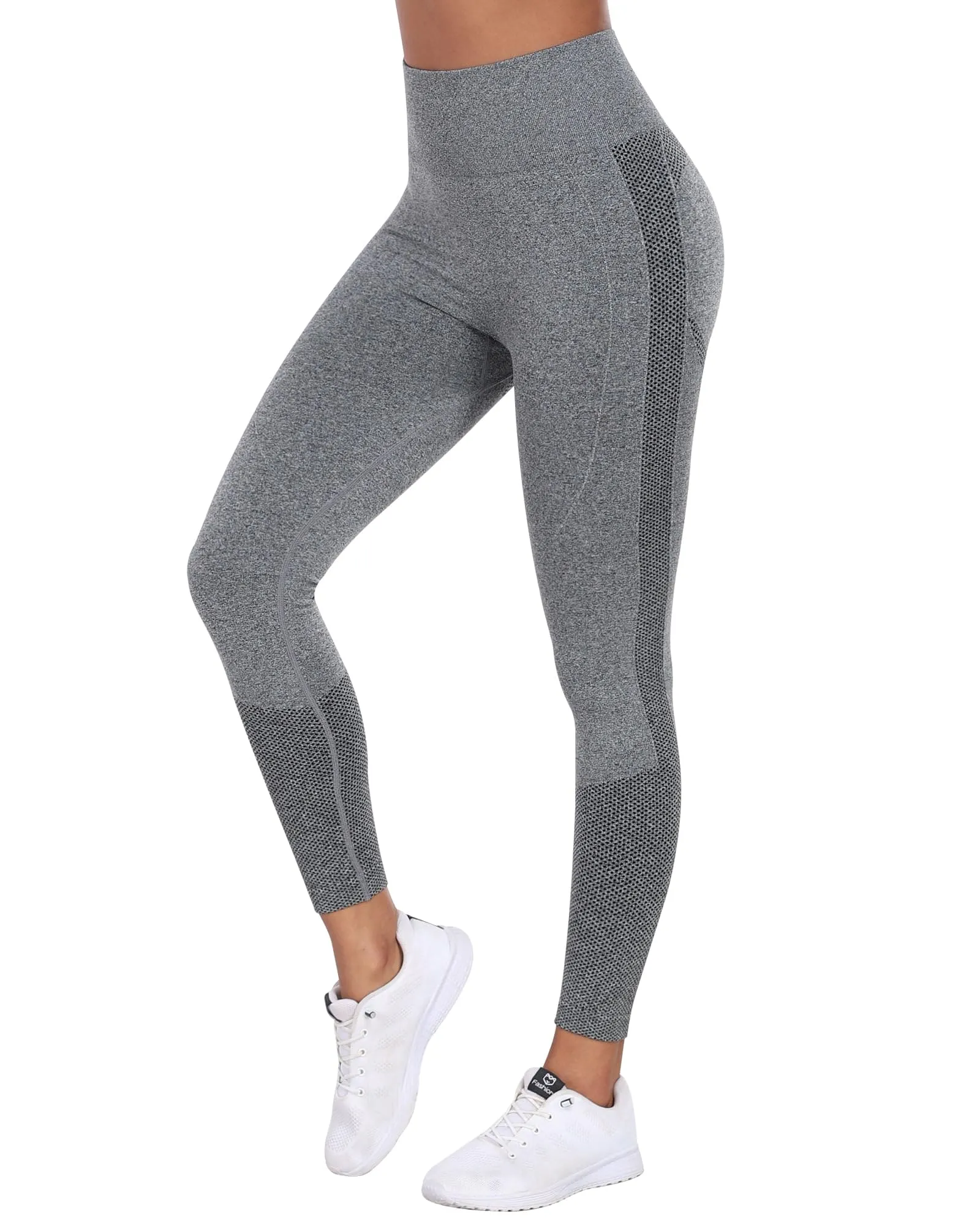 NORMOV Seamless Workout Butt Lifting Leggings - Booty Scrunch Gym Leggings for Women(AB Grey,S)