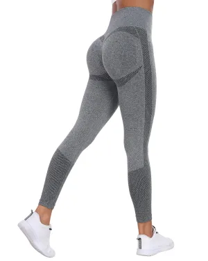 NORMOV Seamless Workout Butt Lifting Leggings - Booty Scrunch Gym Leggings for Women(AB Grey,S)