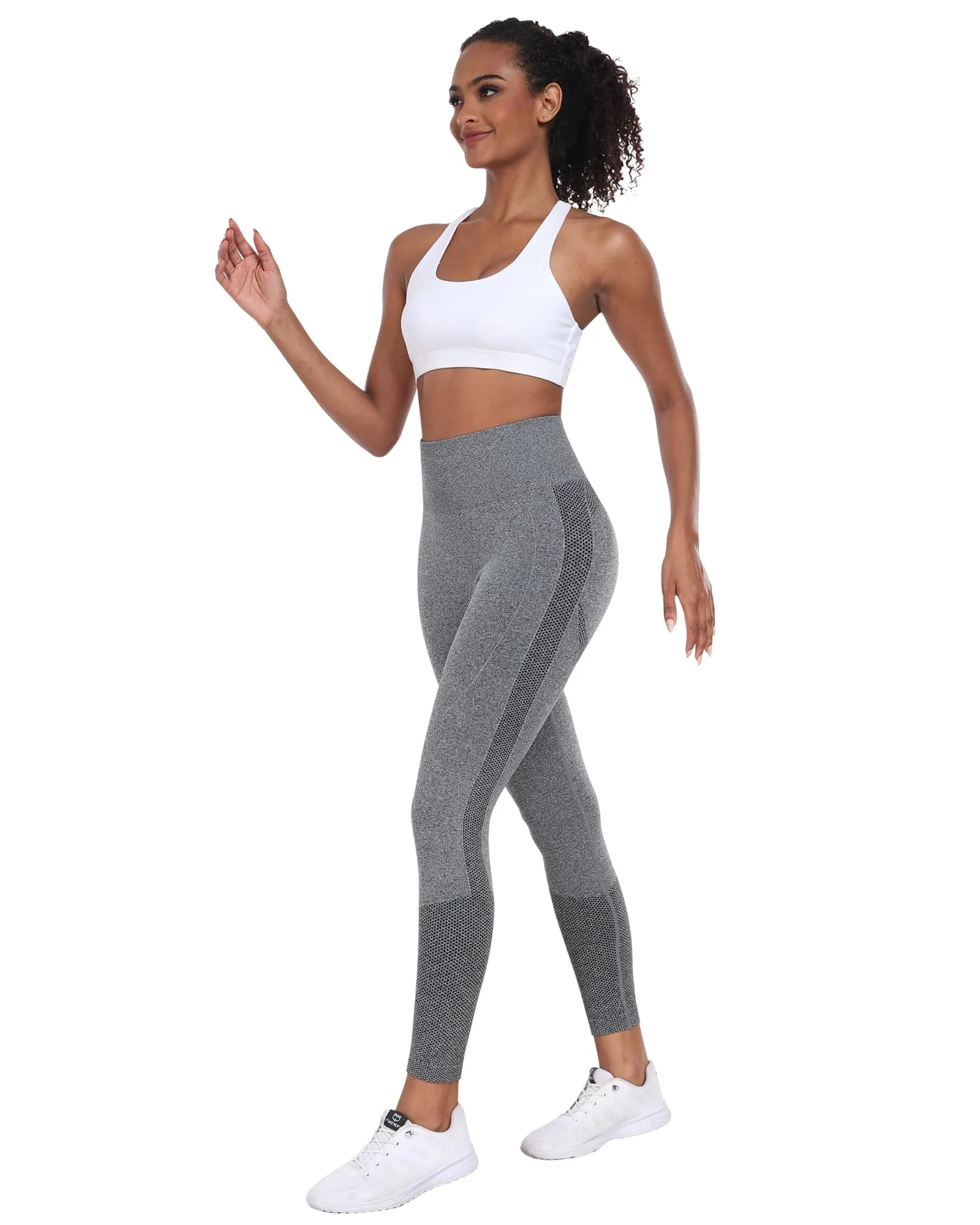 NORMOV Seamless Workout Butt Lifting Leggings - Booty Scrunch Gym Leggings for Women(AB Grey,S)