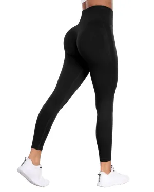 NORMOV Seamless Workout Butt Lifting Leggings - Booty Scrunch Gym Leggings for Women(Black,S)