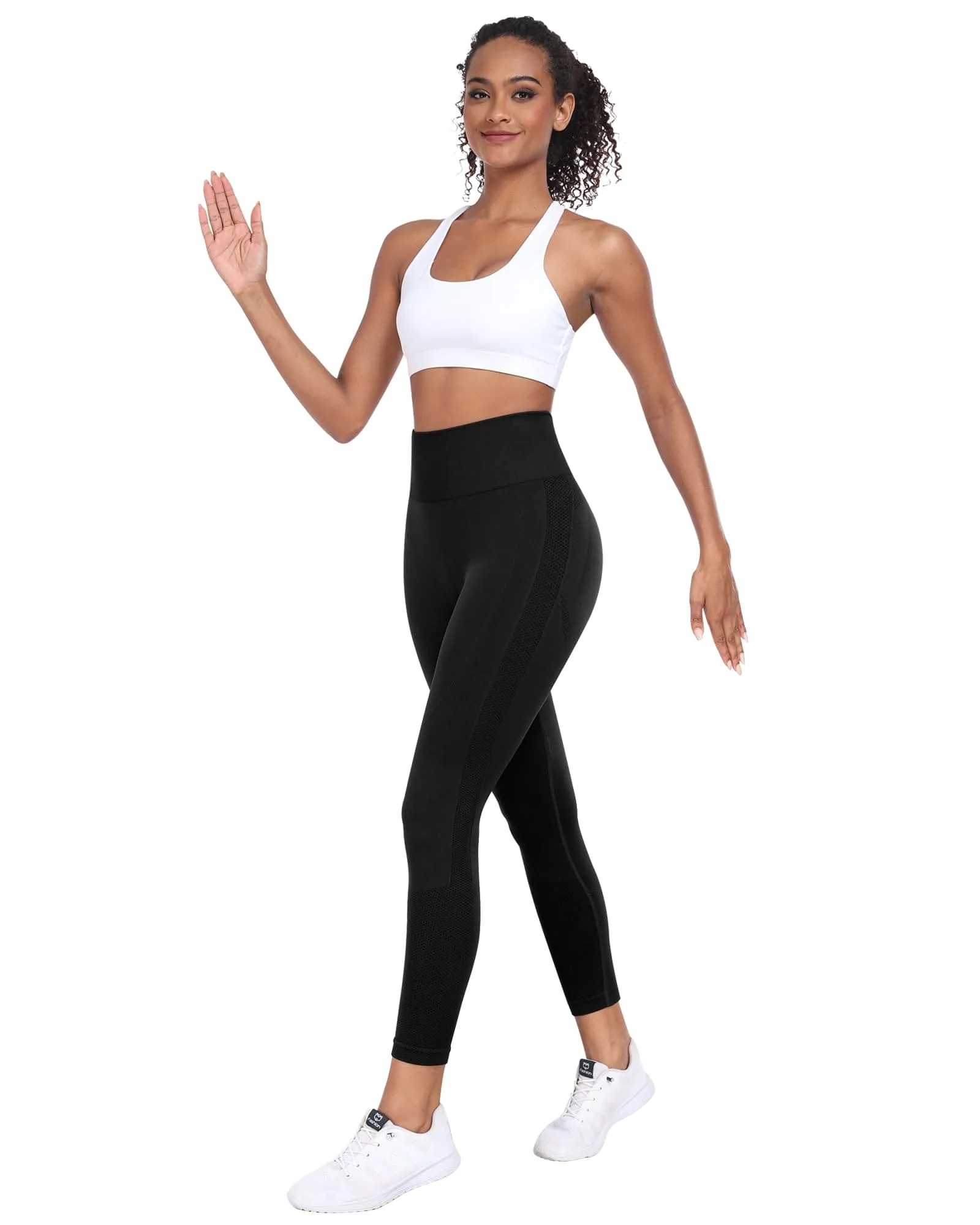 NORMOV Seamless Workout Butt Lifting Leggings - Booty Scrunch Gym Leggings for Women(Black,S)