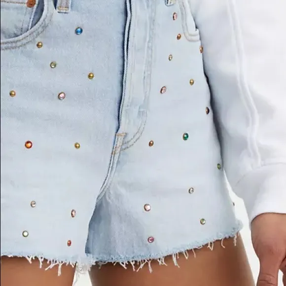 NWT Levi’s Premium Ribcage Studded Shorts, Lucky Sevens, 27