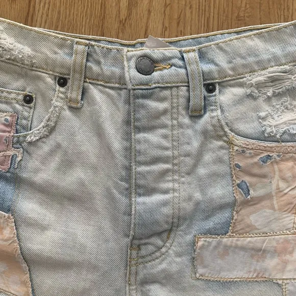 NWT LF Carmar Denim Patchwork Cutoff Shorts