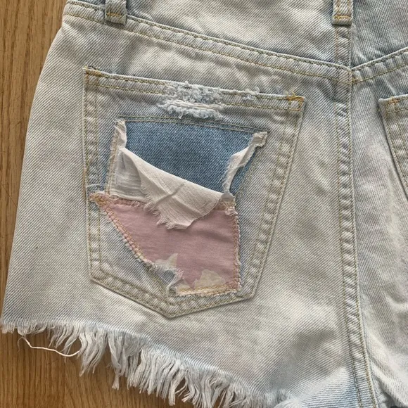 NWT LF Carmar Denim Patchwork Cutoff Shorts