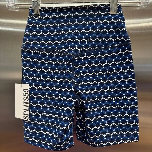 NWT Splits59 Airweight High Waisted Athletic Shorts Spandex Stretch Blue Shell
