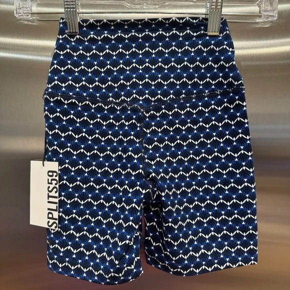 NWT Splits59 Airweight High Waisted Athletic Shorts Spandex Stretch Blue Shell