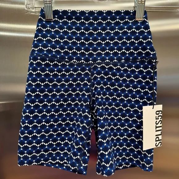 NWT Splits59 Airweight High Waisted Athletic Shorts Spandex Stretch Blue Shell