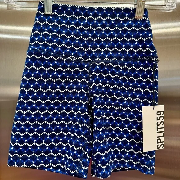 NWT Splits59 Airweight High Waisted Athletic Shorts Spandex Stretch Blue Shell