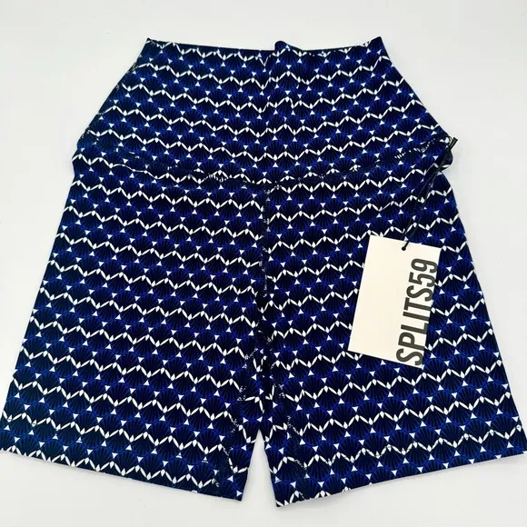 NWT Splits59 Airweight High Waisted Athletic Shorts Spandex Stretch Blue Shell