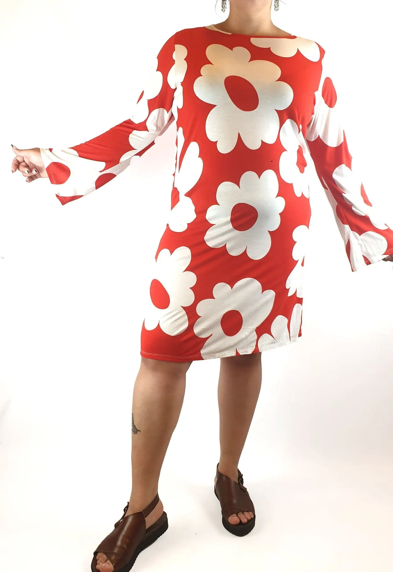 Nyata red and white print dress size 14-16
