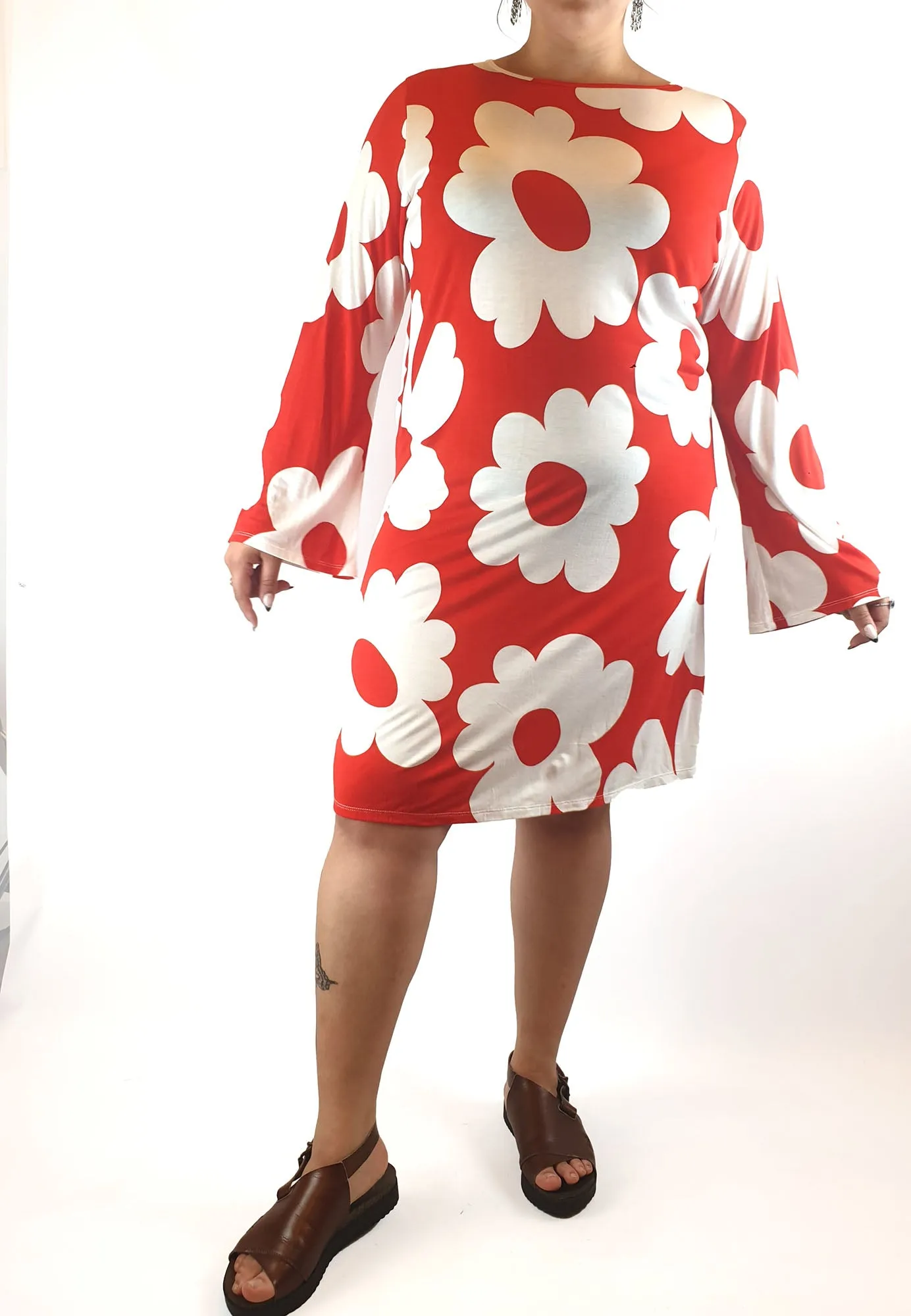 Nyata red and white print dress size 14-16