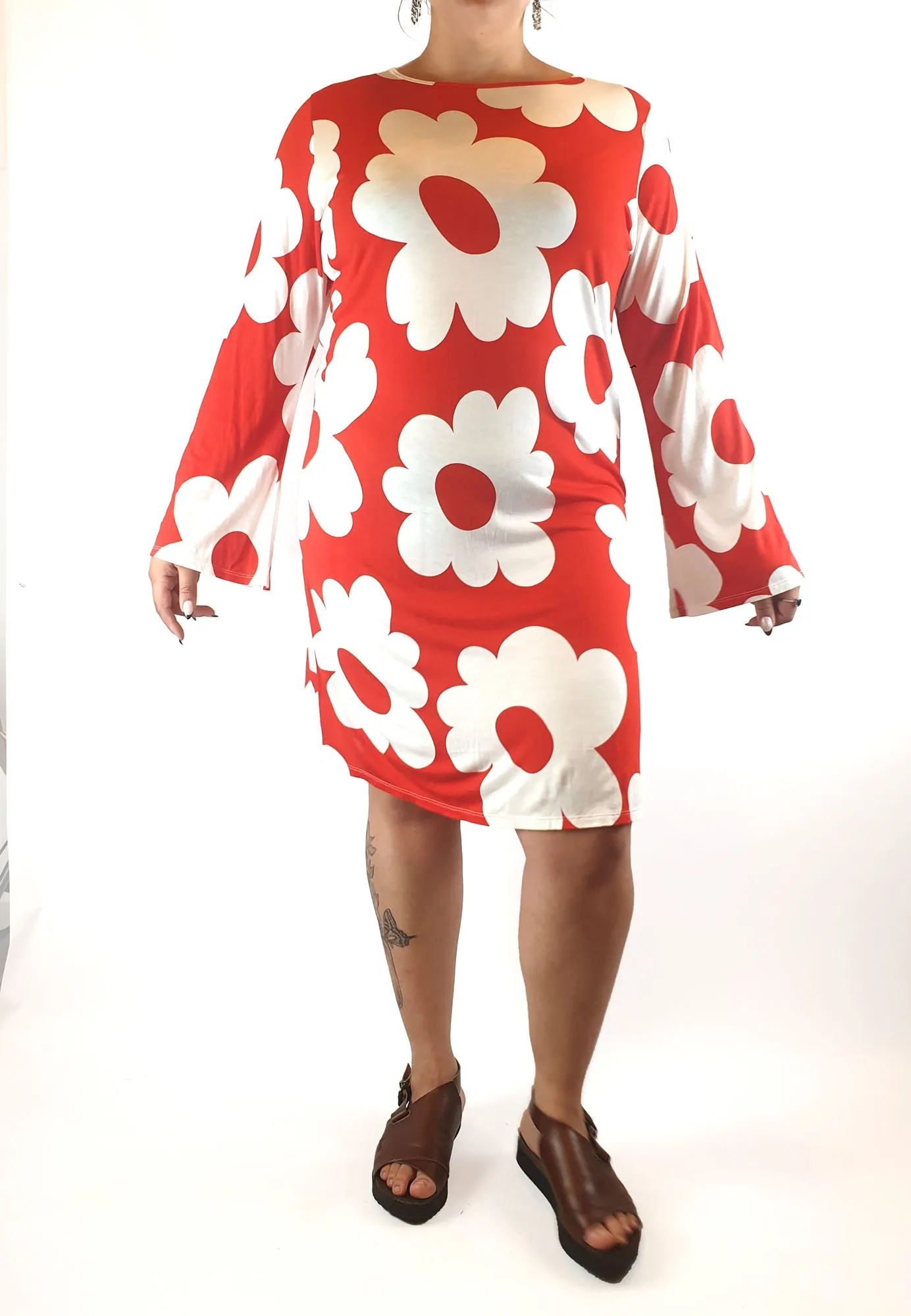 Nyata red and white print dress size 14-16