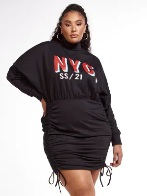 NYC Drawstring Sweatshirt Dress