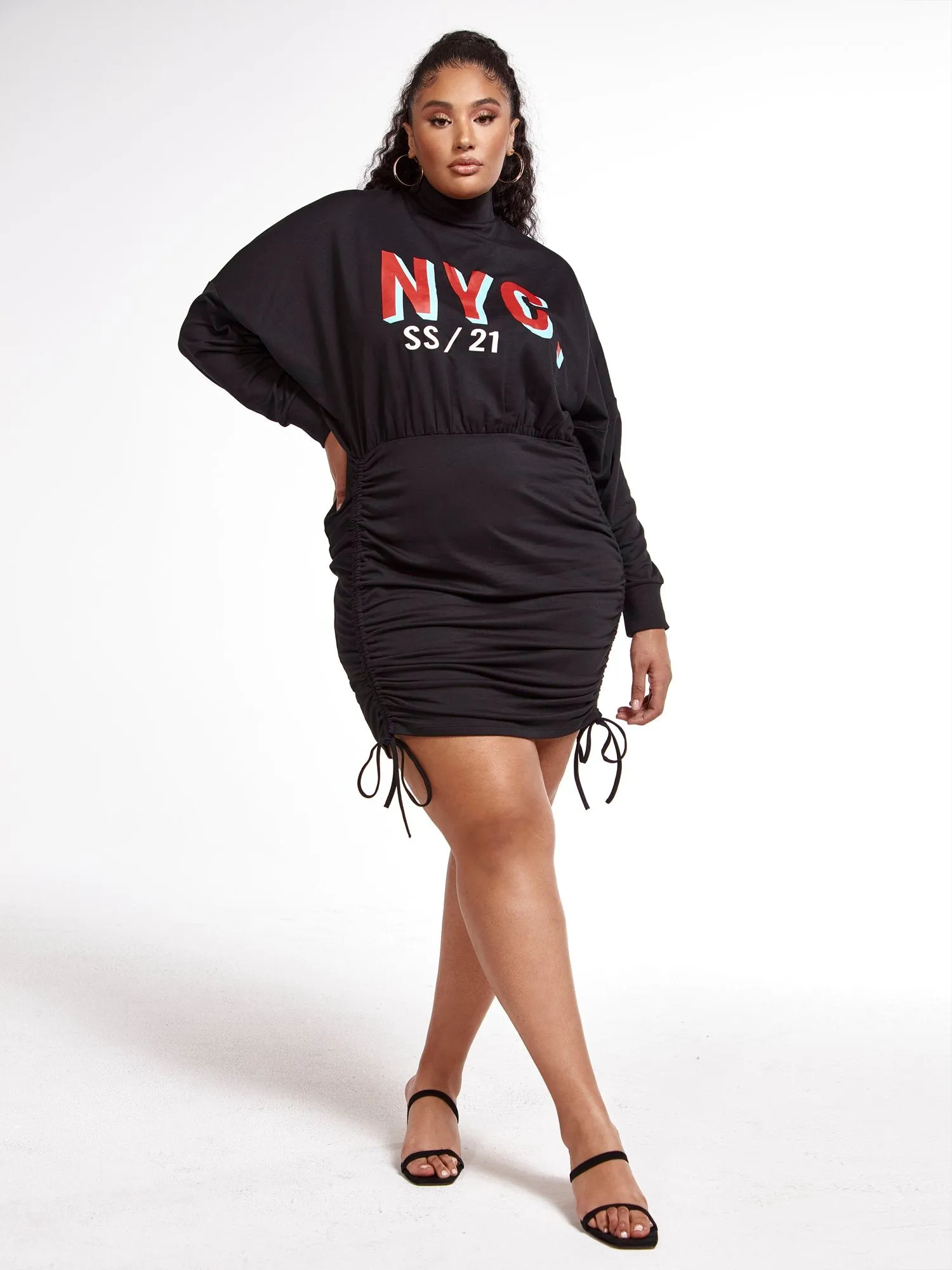 NYC Drawstring Sweatshirt Dress