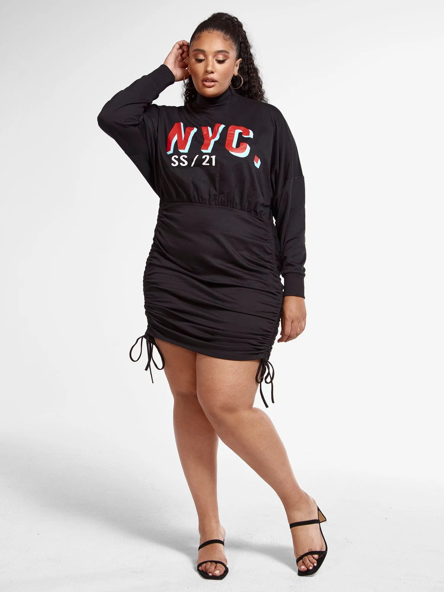 NYC Drawstring Sweatshirt Dress