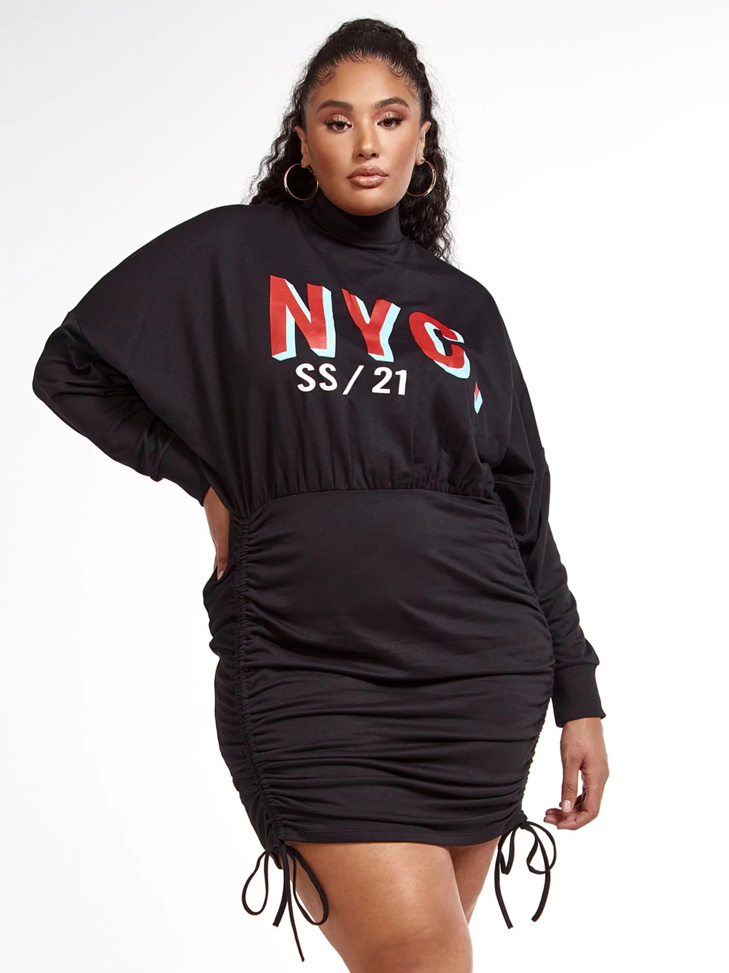 NYC Drawstring Sweatshirt Dress