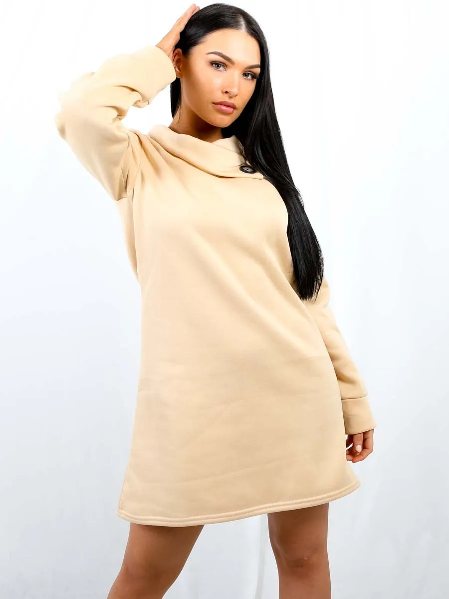 Oversized Fleeced Sweatshirt Dress
