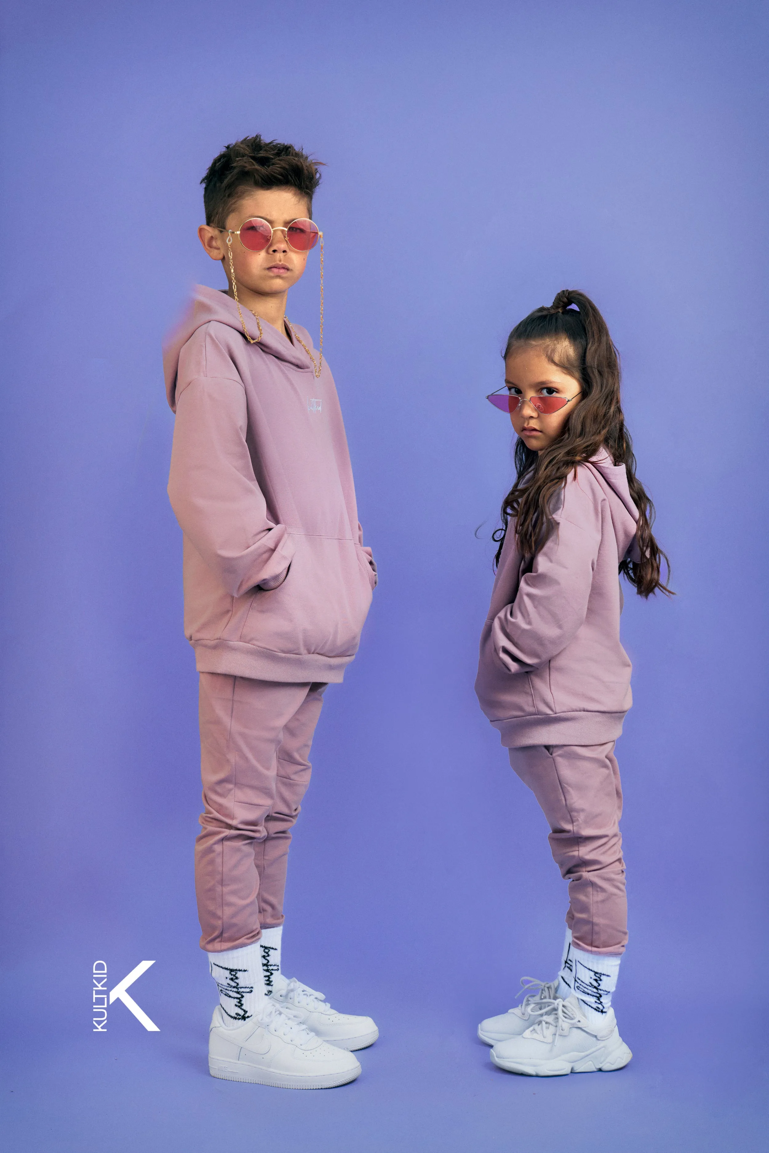 Oversized Hoodie & Tapered Skinny Joggers Set in Purple Rain