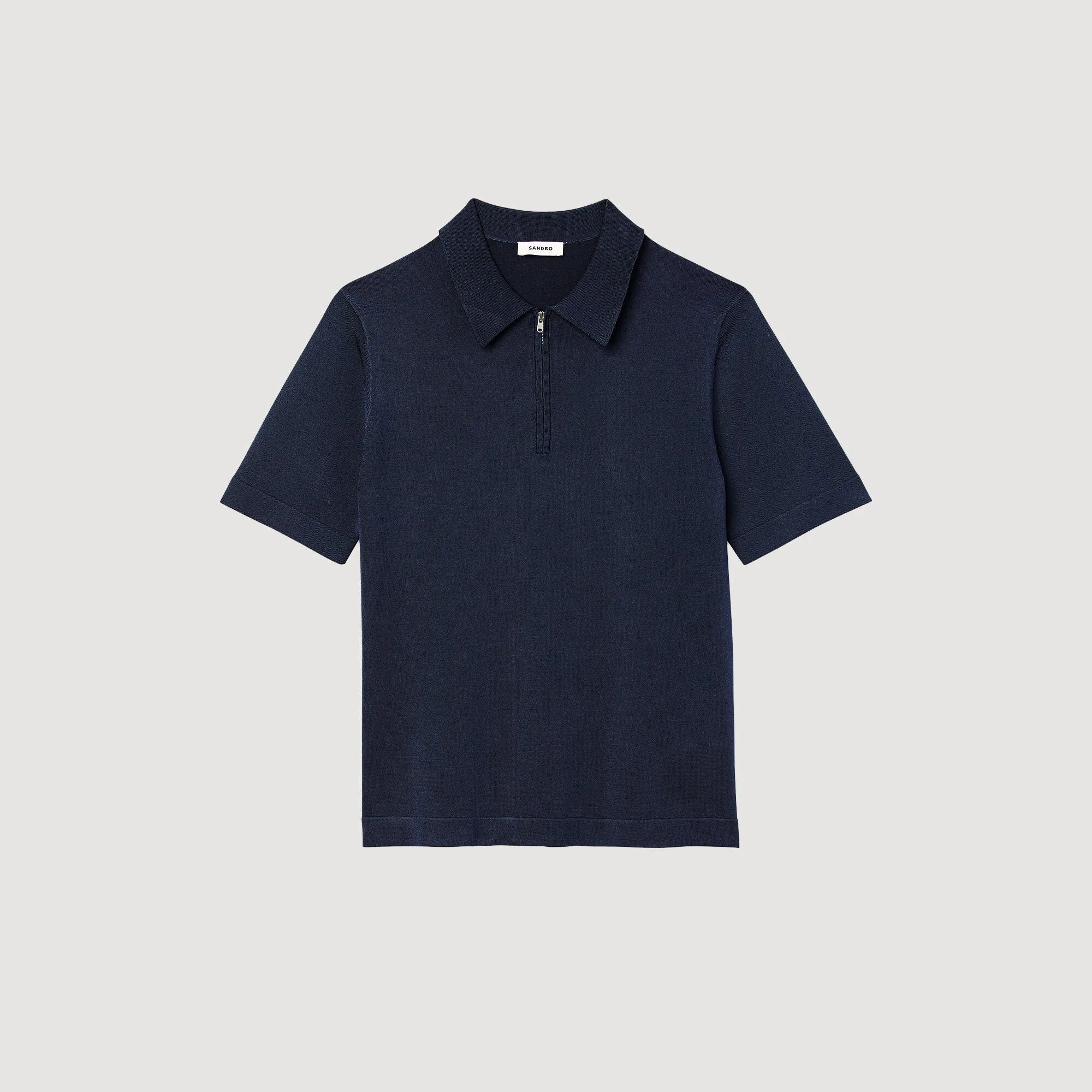 Pablo Zip Knitted Polo Shirt Navy Blue