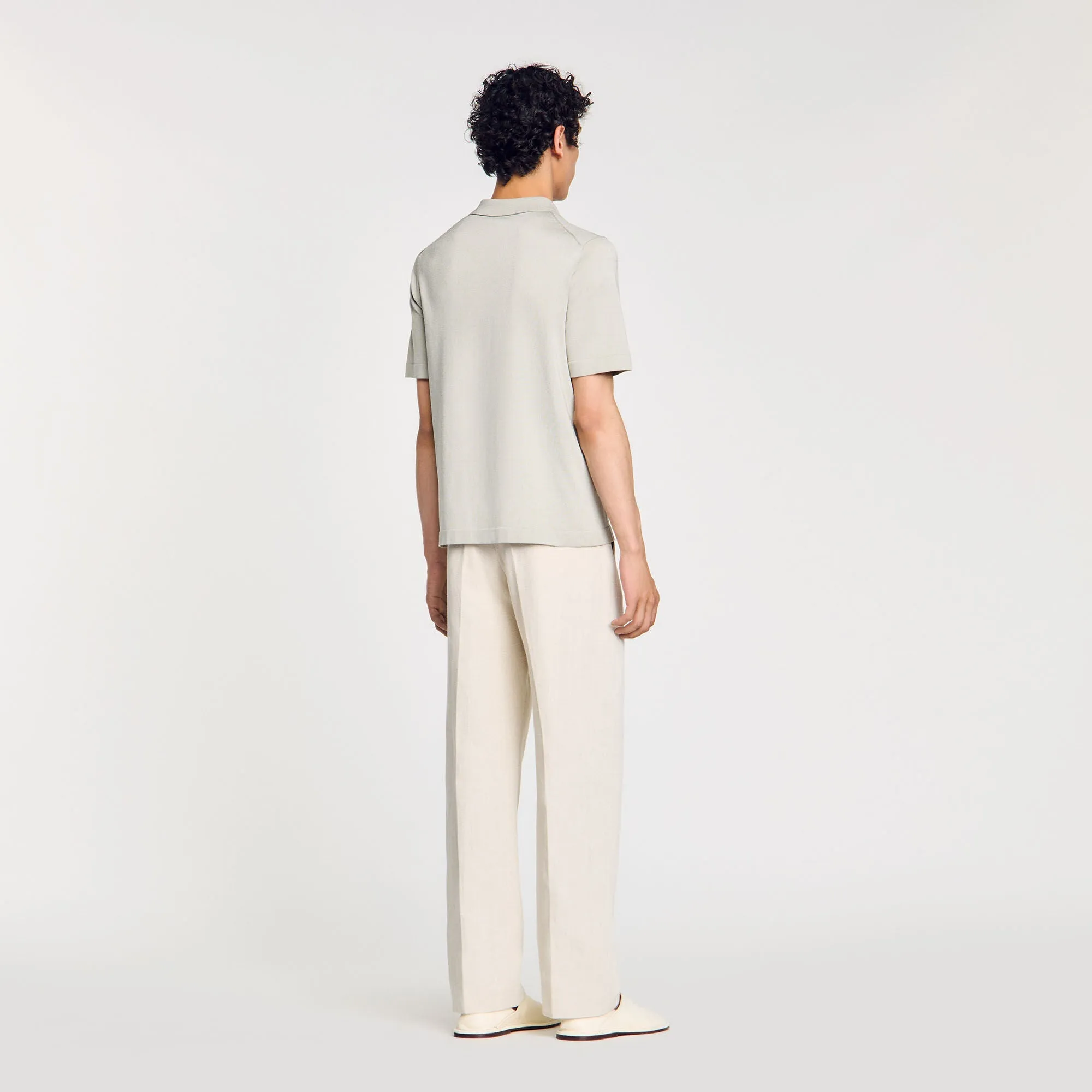 Pablo Zip Knitted Polo Shirt With Zip Collar Steel