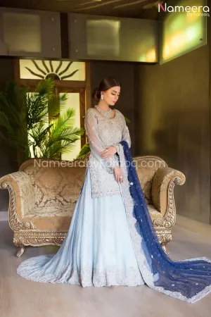 Pakistani Lehenga Online with Royal Blue Dupatta #BR148